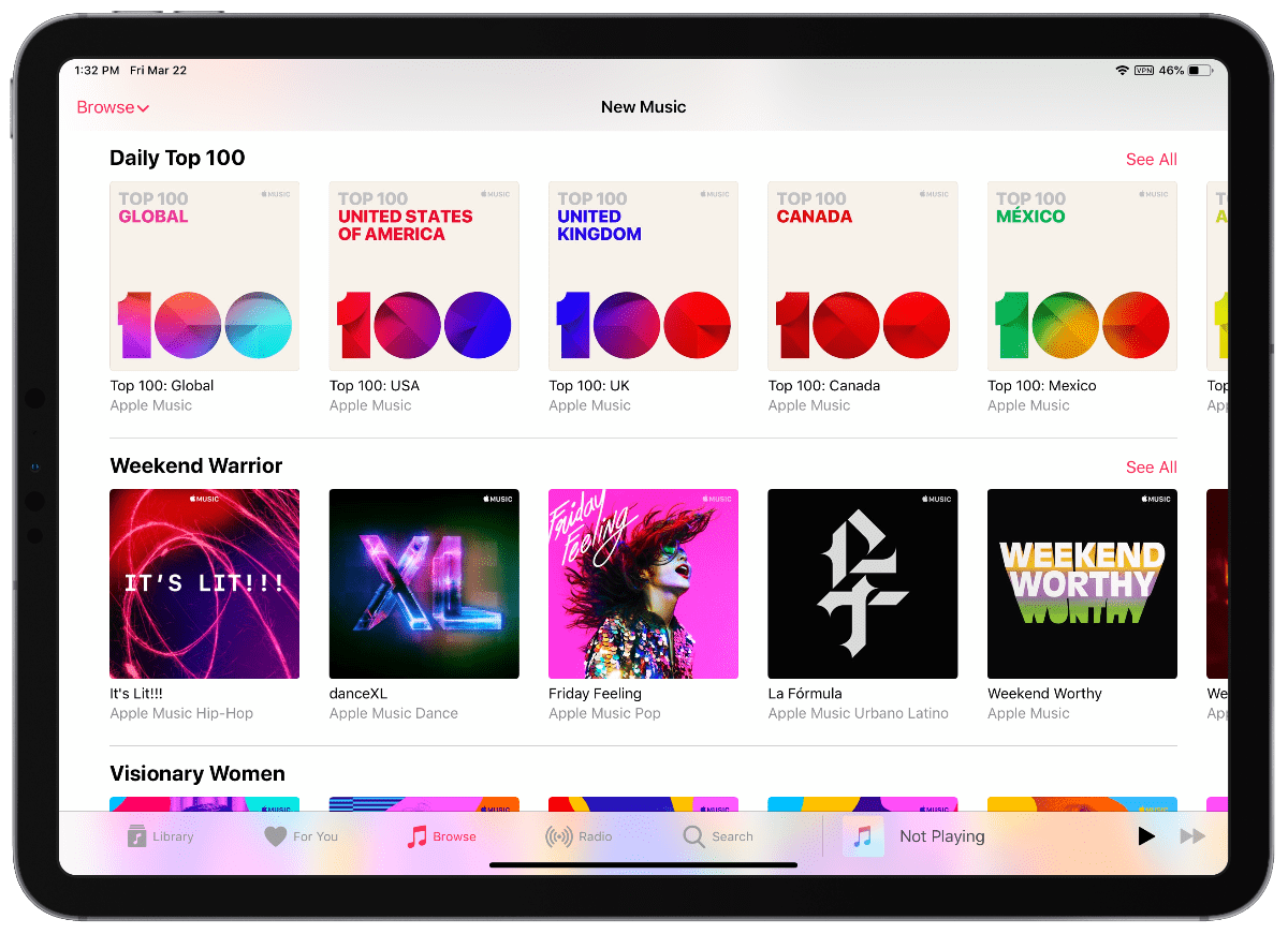 apple music browse redesign screenshot