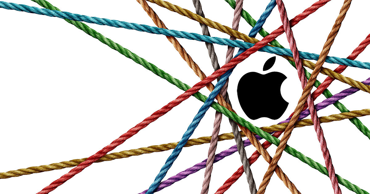 Apple logo on Web of thread