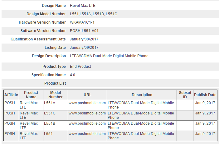 Posh Mobile lanzará Revel Max LTE pronto en cuatro variantes [L551,L551A, L551B, L551C]