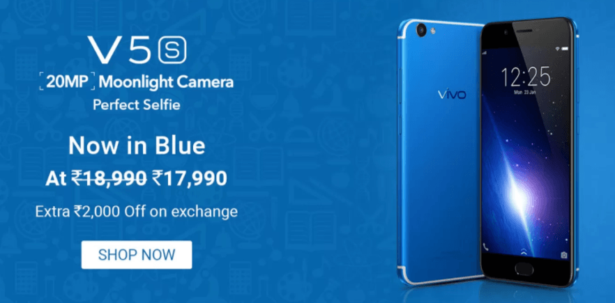Precio de Vivo V5S reducido en INR 1,000 por tiempo limitado, la variante azul también sale a la venta