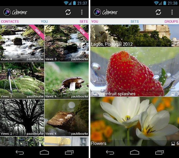 Prueba Glimmr, la nueva aplicación no oficial de Flickr para Android