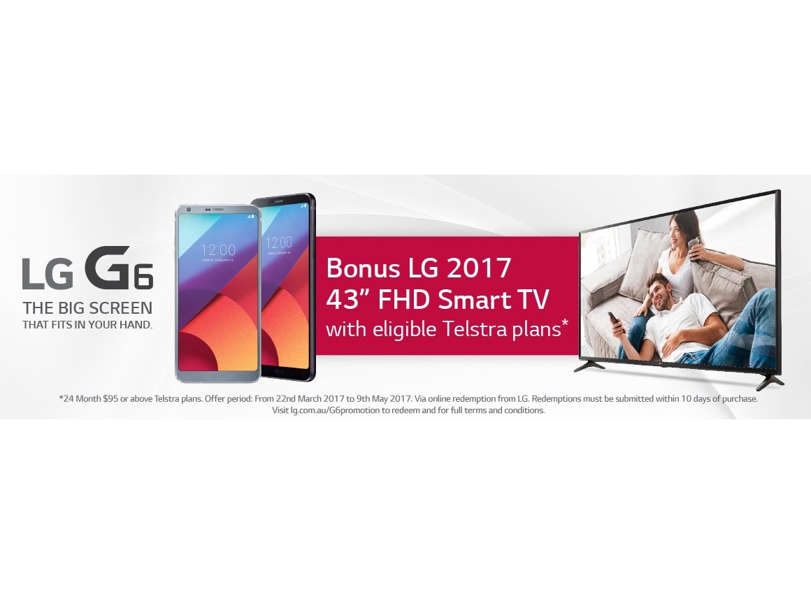 Reserva LG G6 a través de Telstra y obtén un Smart TV LG de 43 pulgadas gratis