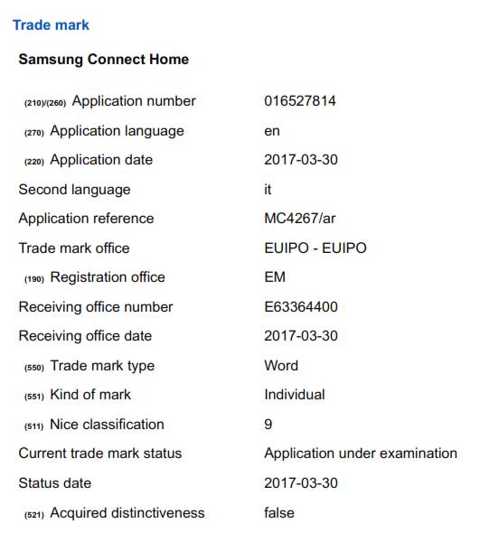Samsung Connect Home y su Icon solicitan marca registrada