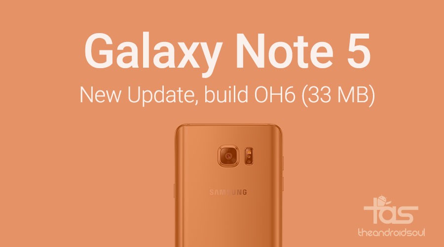 Samsung Galaxy Note 5 recibe su primera actualización a la compilación OH6, el registro de cambios aún no está disponible