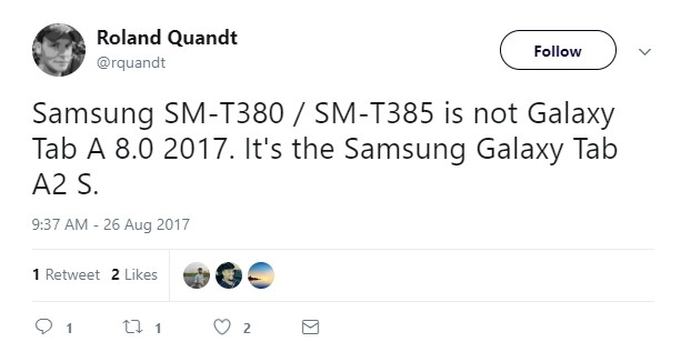 Samsung Galaxy Tab A2 S próximamente con modelo SM-T380/SM-T385
