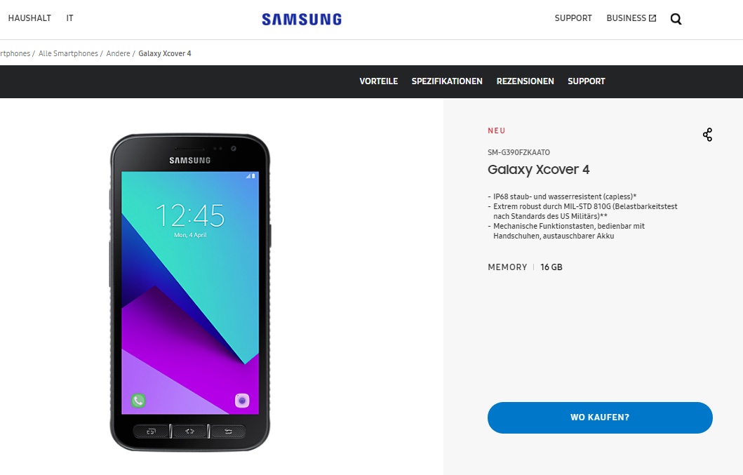 Samsung Galaxy Xcover 4 lanzado en España y Austria