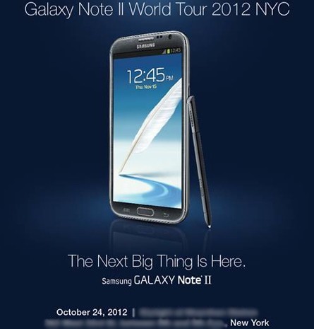 Samsung confirma el anuncio del Galaxy Note 2 para EE. UU. el 24 de octubre en su evento de Nueva York