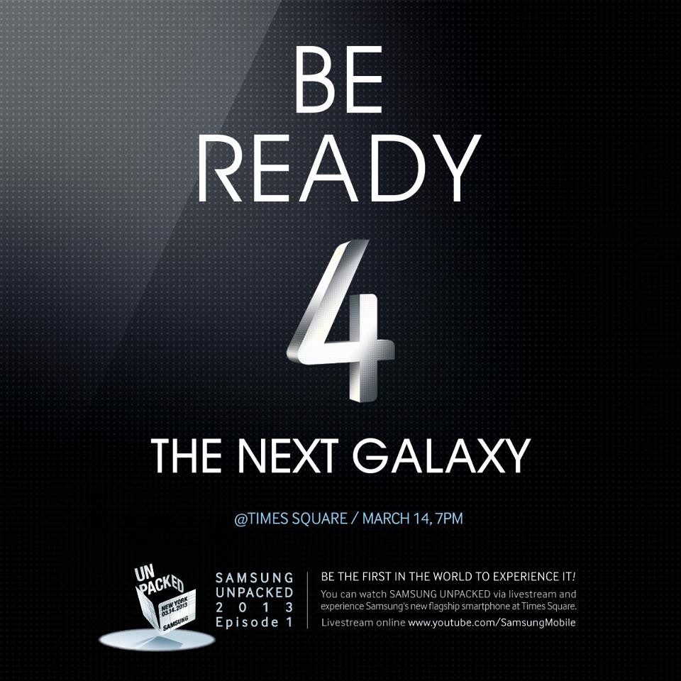 Samsung invita a todos a ver el evento Galaxy S4 Unpack a través de Livestream en Times Square