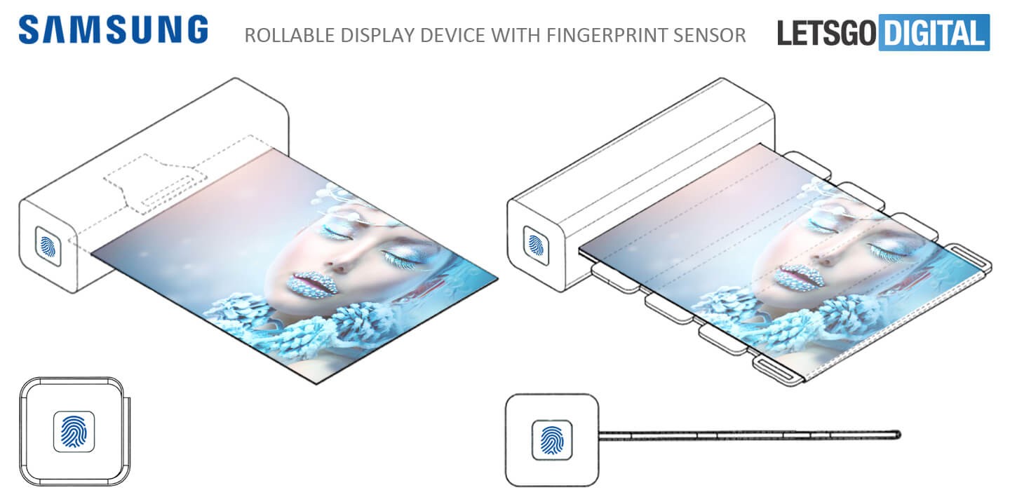 Samsung otorgó nueva patente para dispositivo de pantalla enrollable con sensor de huellas dactilares integrado