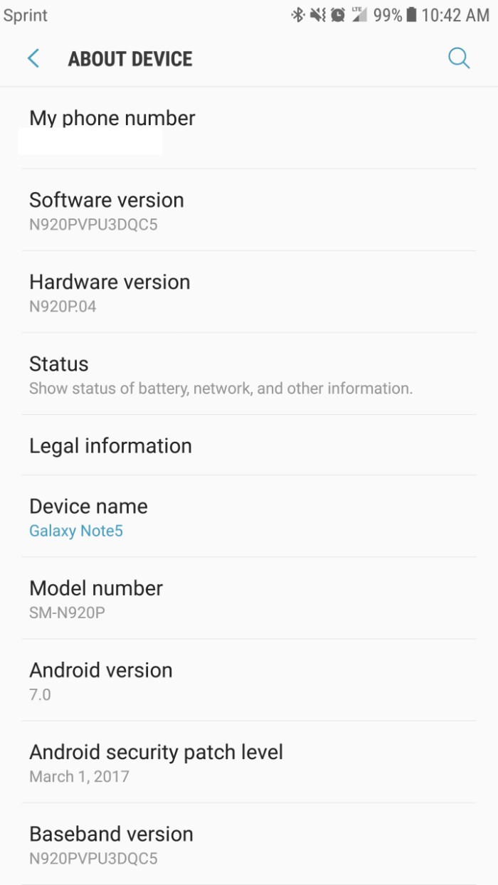 Sprint lanza actualización Nougat para Galaxy Note 5