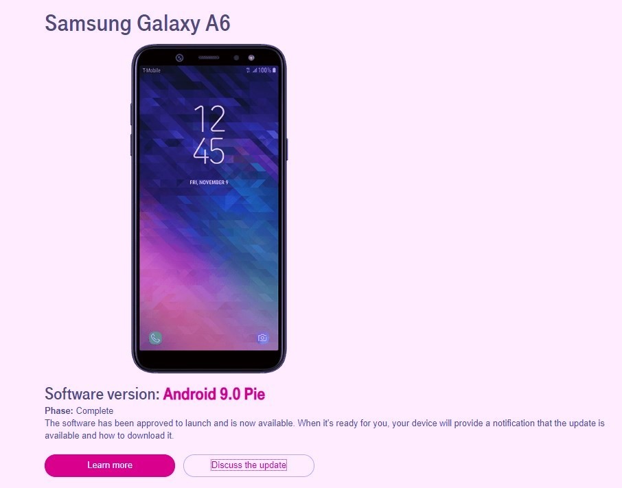 T-Mobile A6 Android 9 Pie