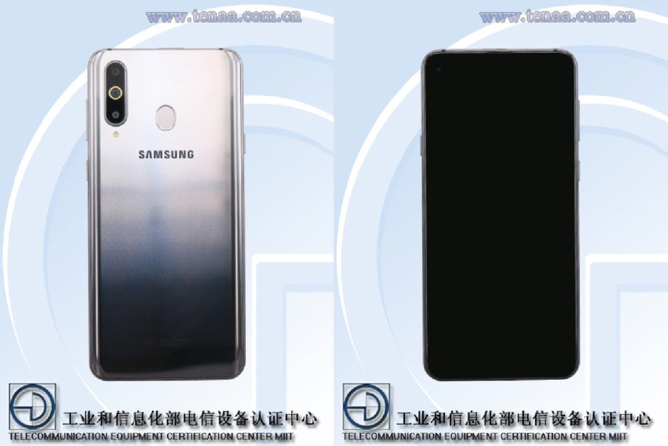 TENAA certifica Samsung Galaxy A8s con orificio de pantalla para cámara frontal, cámara trasera triple y esquema de color degradado