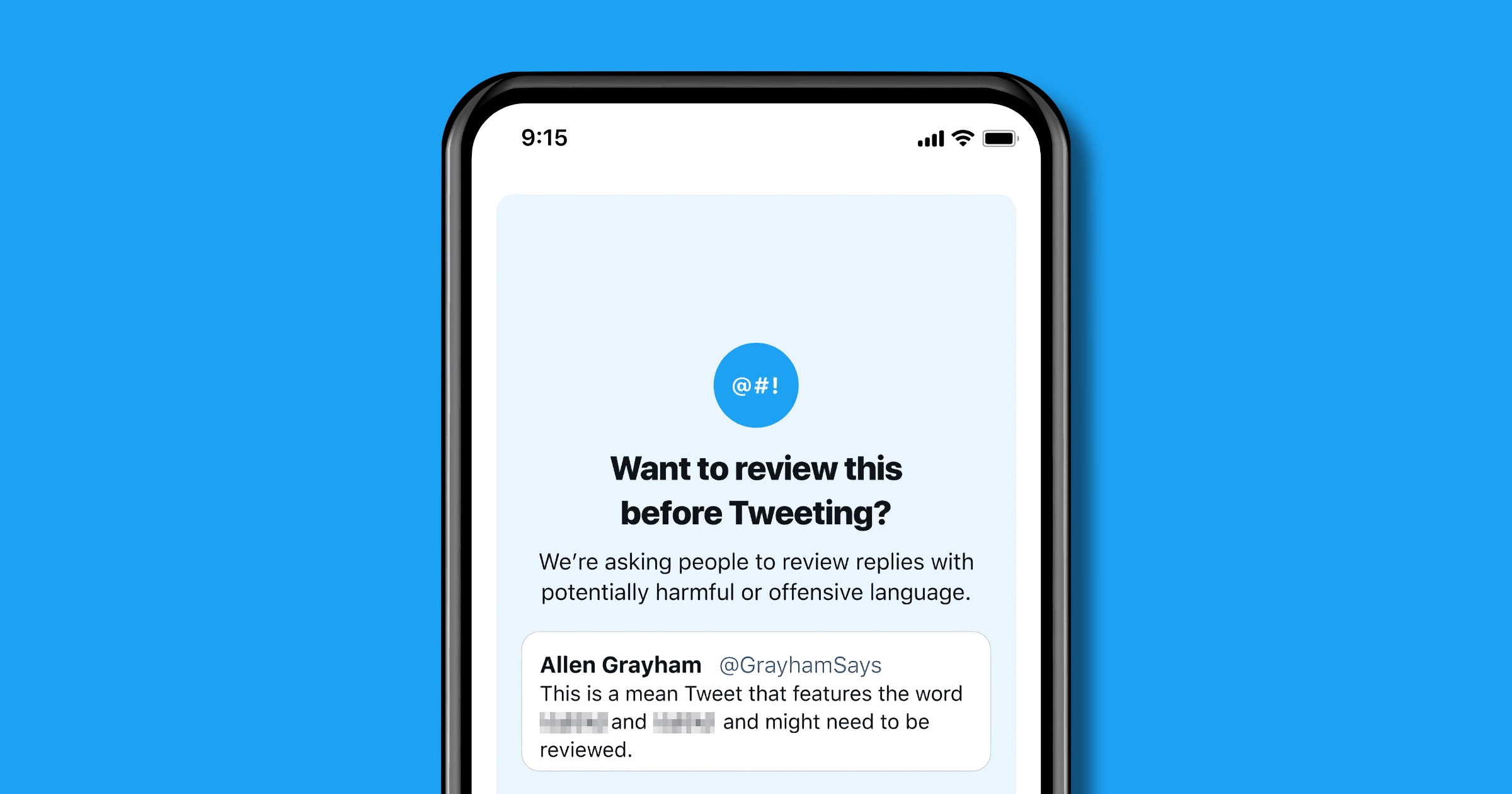 Twitter review tweets feature