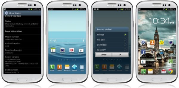 Ultimátum Rom para AT&T Galaxy S3.  ¡Te permite desplazarte por el fondo de pantalla y elimina el bloatware de las aplicaciones de Samsung!