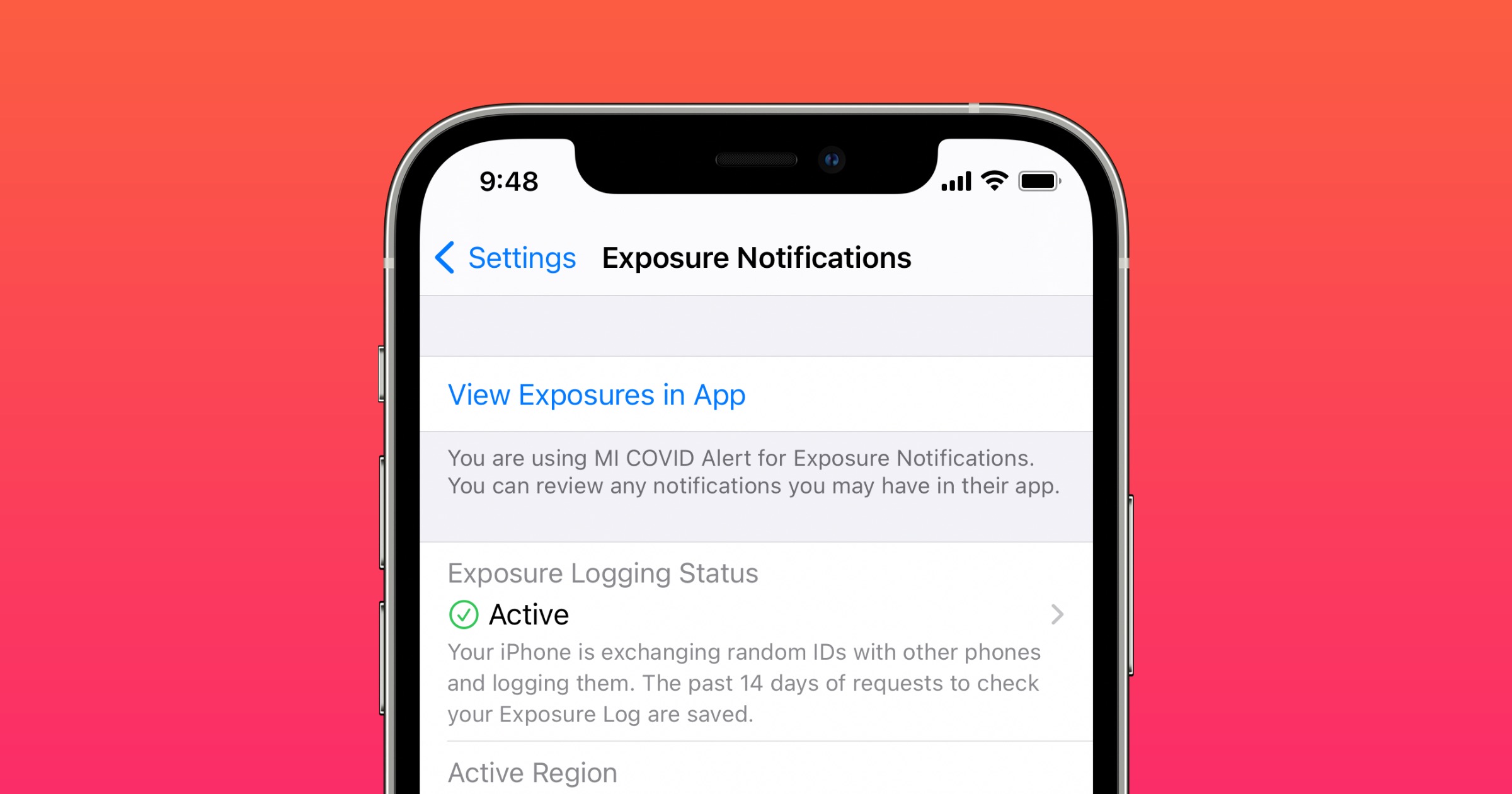 Exposure notifications on iPhone