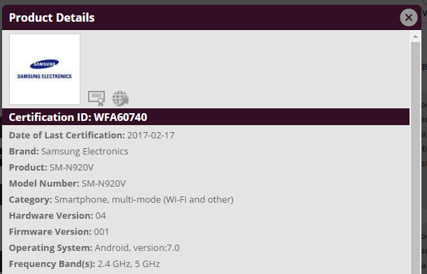 Verizon y Sprint Galaxy Note 5 certificados para la actualización de Android 7.0 también en Wi-Fi Alliance