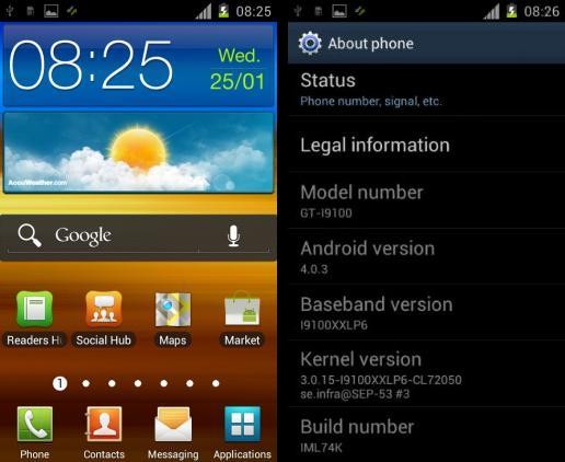 XXLP6 filtrado para Galaxy S2.  Basado en Ice Cream Sandwich Android 4.0.3 [Download]