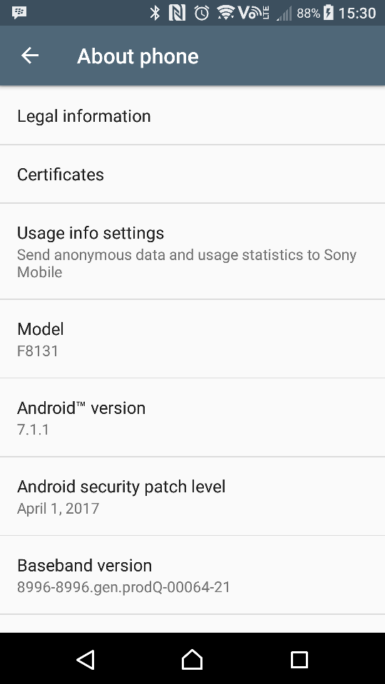 Xperia X Performance Android 7.1.1 se actualiza en Canadá