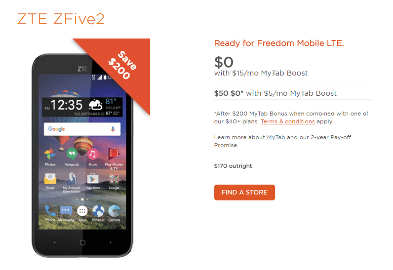 ZTE ZFive2 lanzado en Canadá a través de Freedom Mobile, con un precio de $170