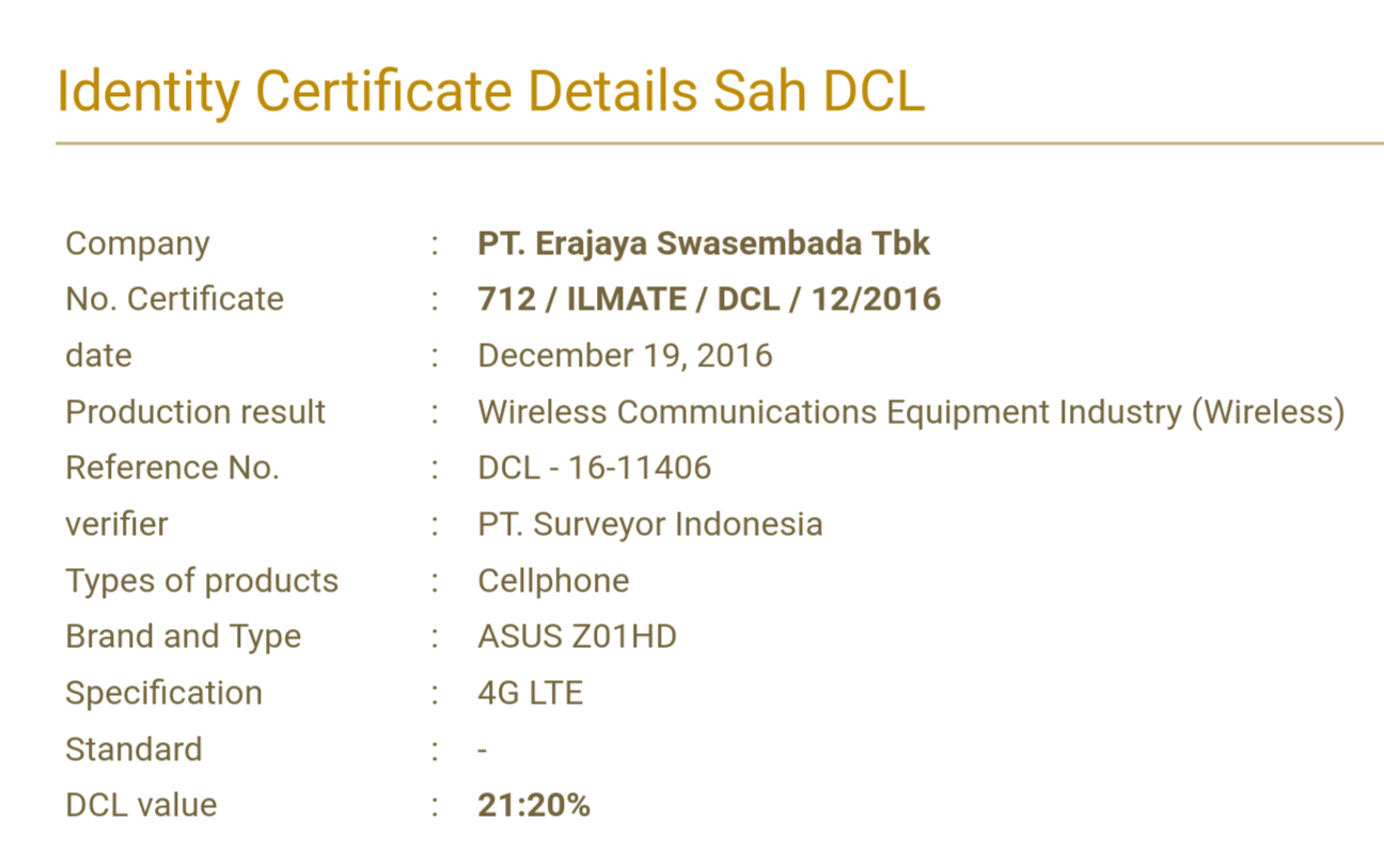 Zenfone 3 Zoom certificado en Indonesia, el lanzamiento parece cercano