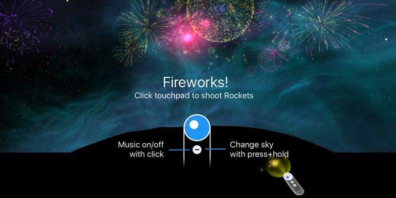 ¡Dispara fuegos artificiales!  VR es un buen VR para pasar el tiempo disparando fuegos artificiales en el cielo