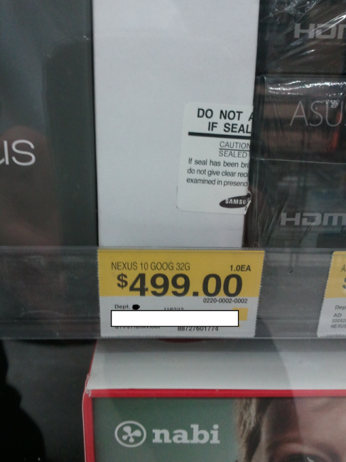 ¡El precio de Google Nexus 10 en Walmart será de $ 499!