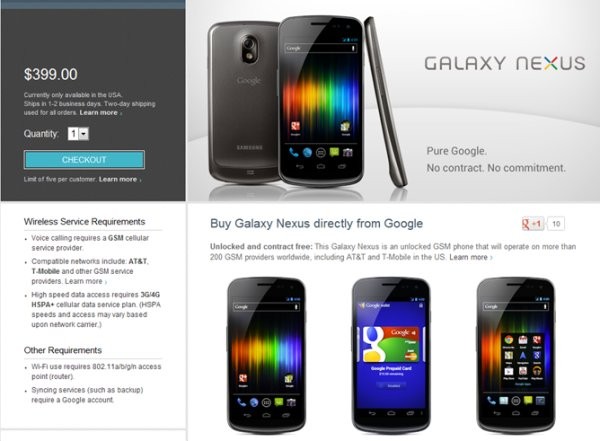 ¡Galaxy Nexus desbloqueado y sin contrato disponible en Play Store por solo $ 399!