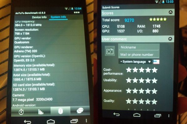 ¡Los puntos de referencia de LG Nexus 4 están en línea!