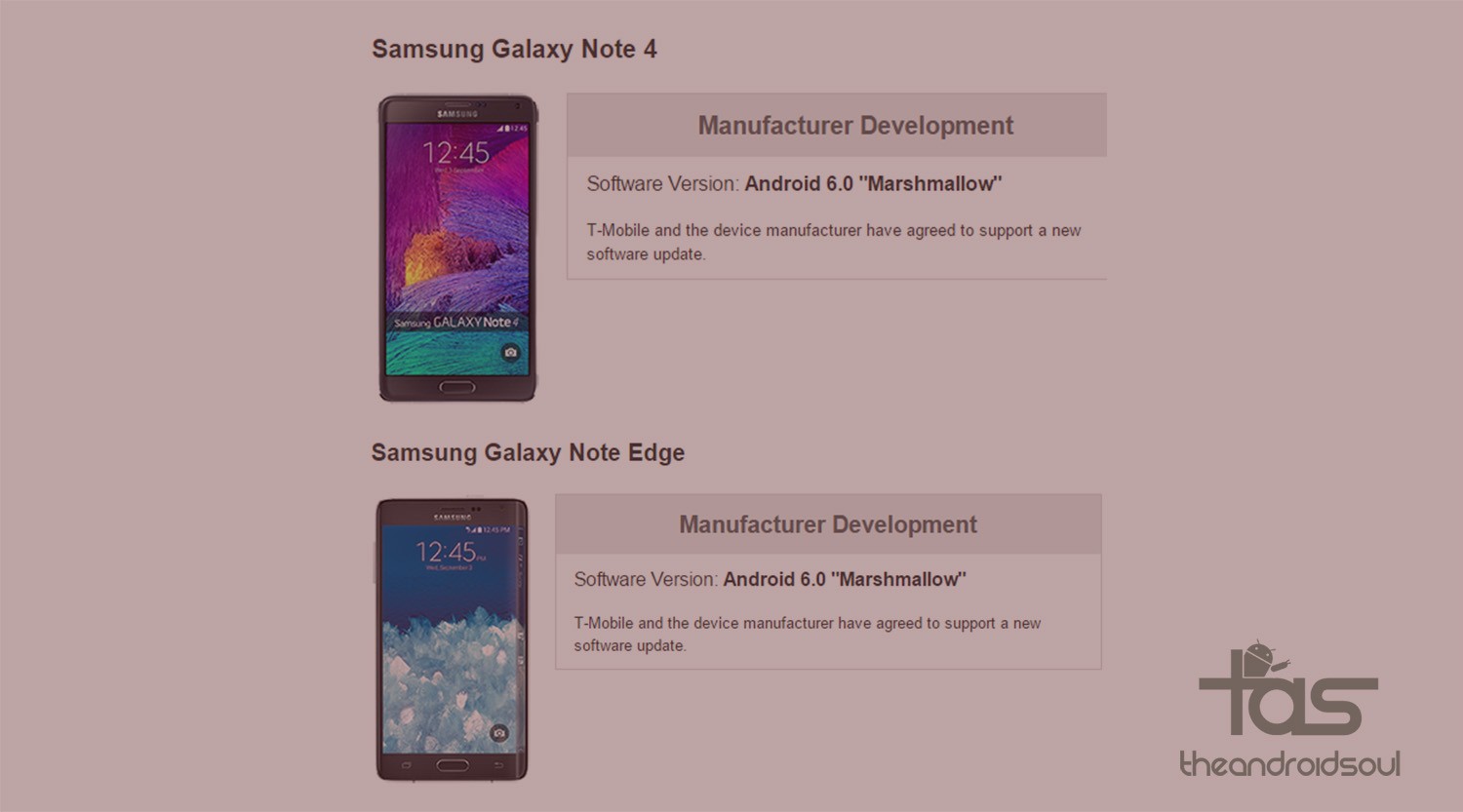 ¡Se confirmó que la actualización de T-Mobile Galaxy Note 4 y Note Edge Marshmallow está en proceso!
