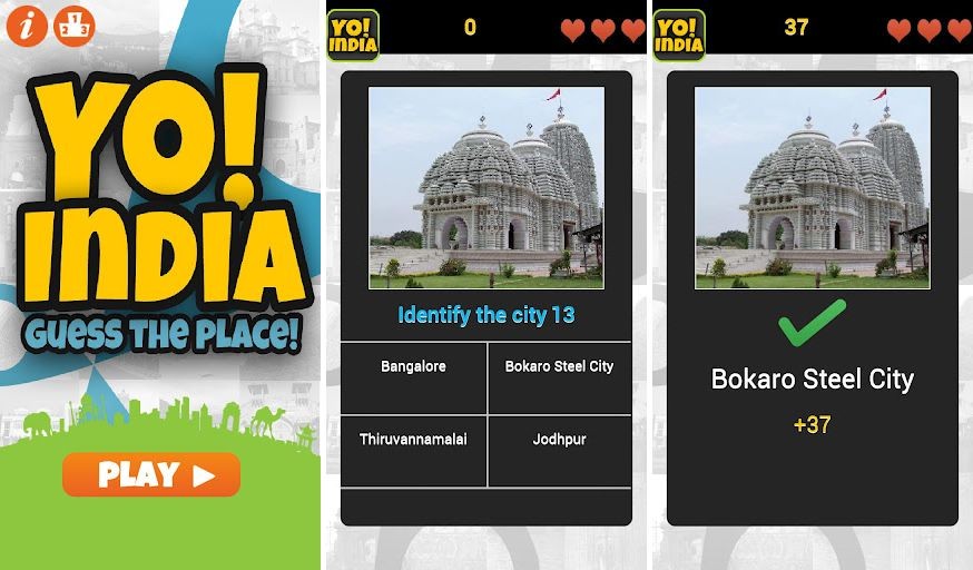 ¡Yo!  India El juego de Android para indios consiste en identificar la ubicación en función de su imagen